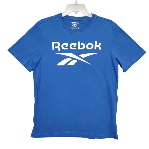 Reebok T-shirt Size Medium Blue with White Logo  Graphics Short Sleeve - Picture 4 of 9